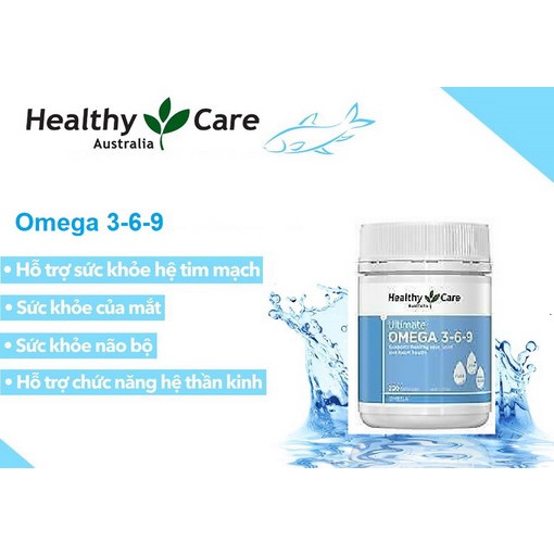 [Hàng chuẩn Úc] Viên uống dầu cá Healthy Care omega 3 6 9 ultimate 200 viên hỗ trợ tim mạch, huyết áp của Úc