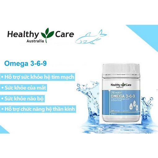 Omega 369 Healthy Care - Dầu Cá Nội Địa Úc - Giúp sáng mắt , bổ sung DHA , EPA giúp phát triển trí não - Hộp 200 viên