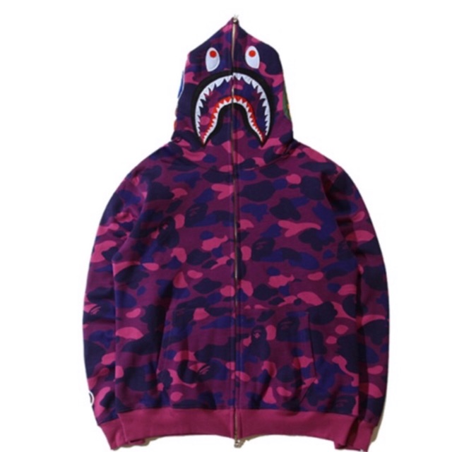 [Freeship]Áo khoác Bape cá mập tím , Bape shark  WGM