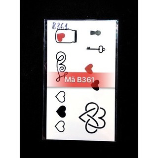 Xăm dán Tattoo trái tim B361