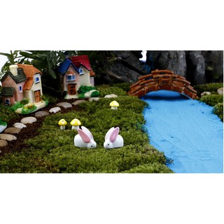 Combo 4 thỏ con tai dài trang trí tiểu cảnh - phụ kiện terrarium - phụ kiện trang trí tiểu cảnh