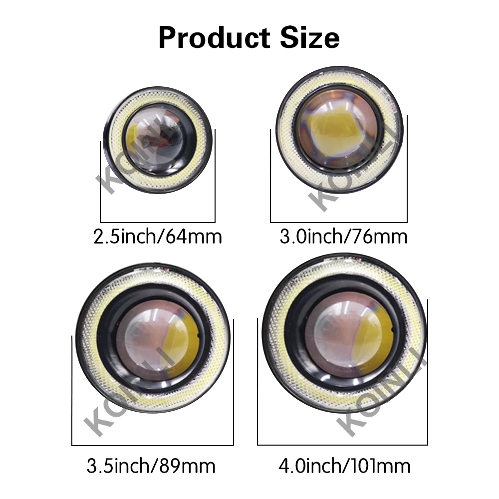 Đèn LED sương mù 4inch 3.5inch 3inch 2.5inch COB ánh sáng trắng/đỏ hình tròn 64MM 76MM 89MM DC12