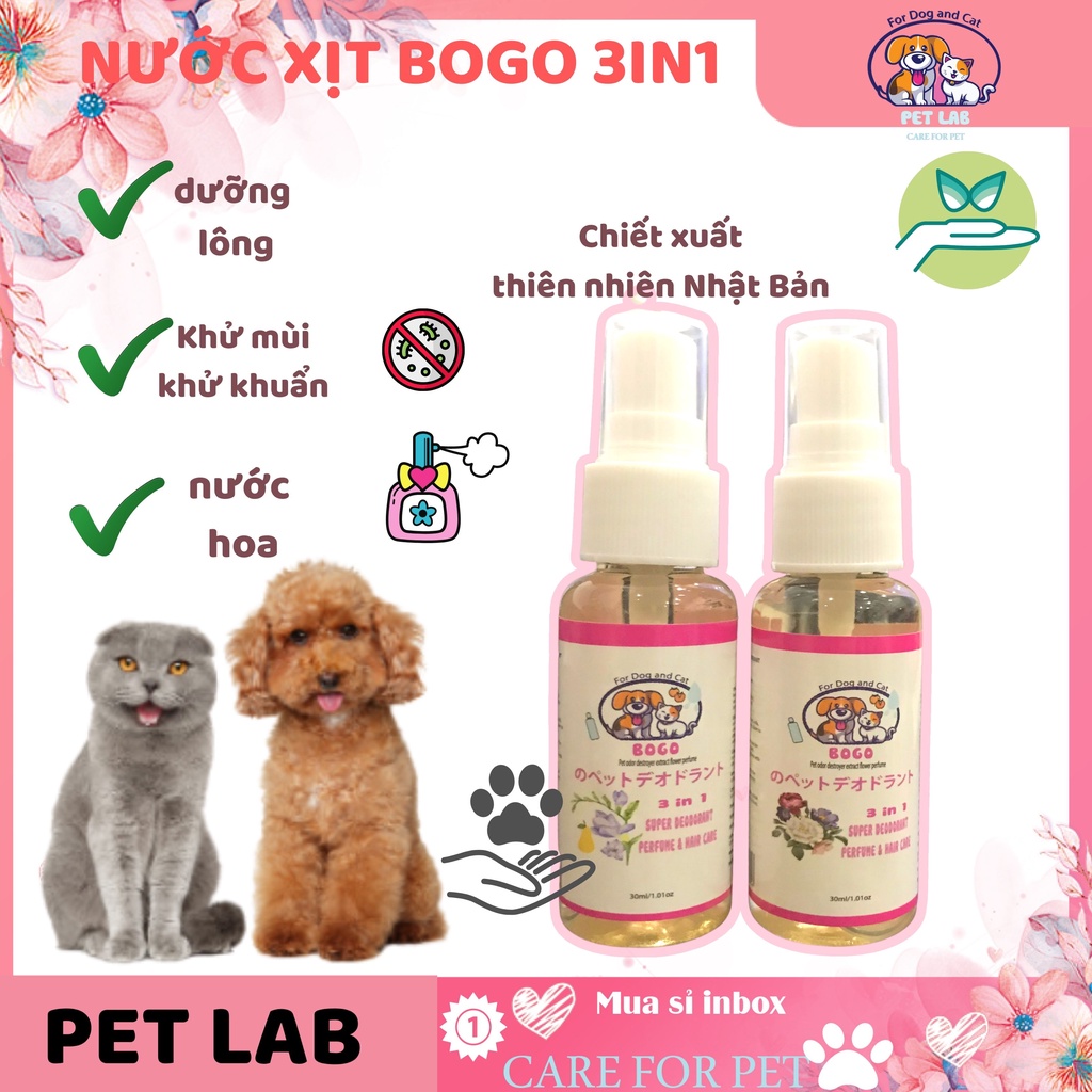 [Mã PET50 giảm 10% - tối đa 50K đơn 250K] [Khử mùi - nước hoa - dưỡng lông] Nước xịt đa năng Bogo Nhật Bản 3in1 , 30ml