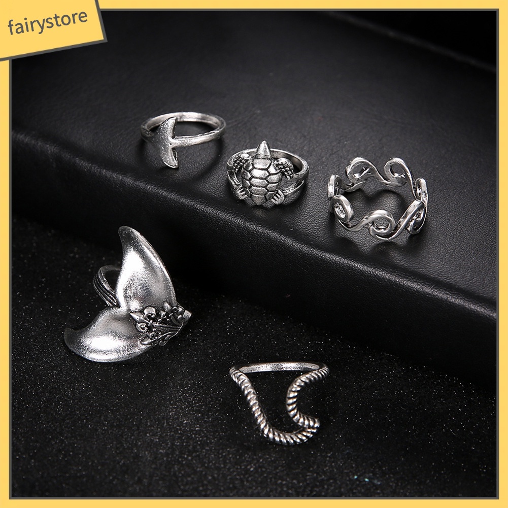 Set 5 Nhẫn Đeo Khớp Ngón Tay Phong Cách Boho Cho Nữ