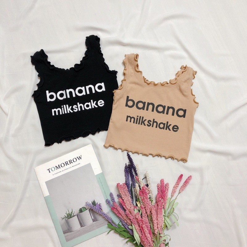 áo croptop balo in chữ banana thời trang