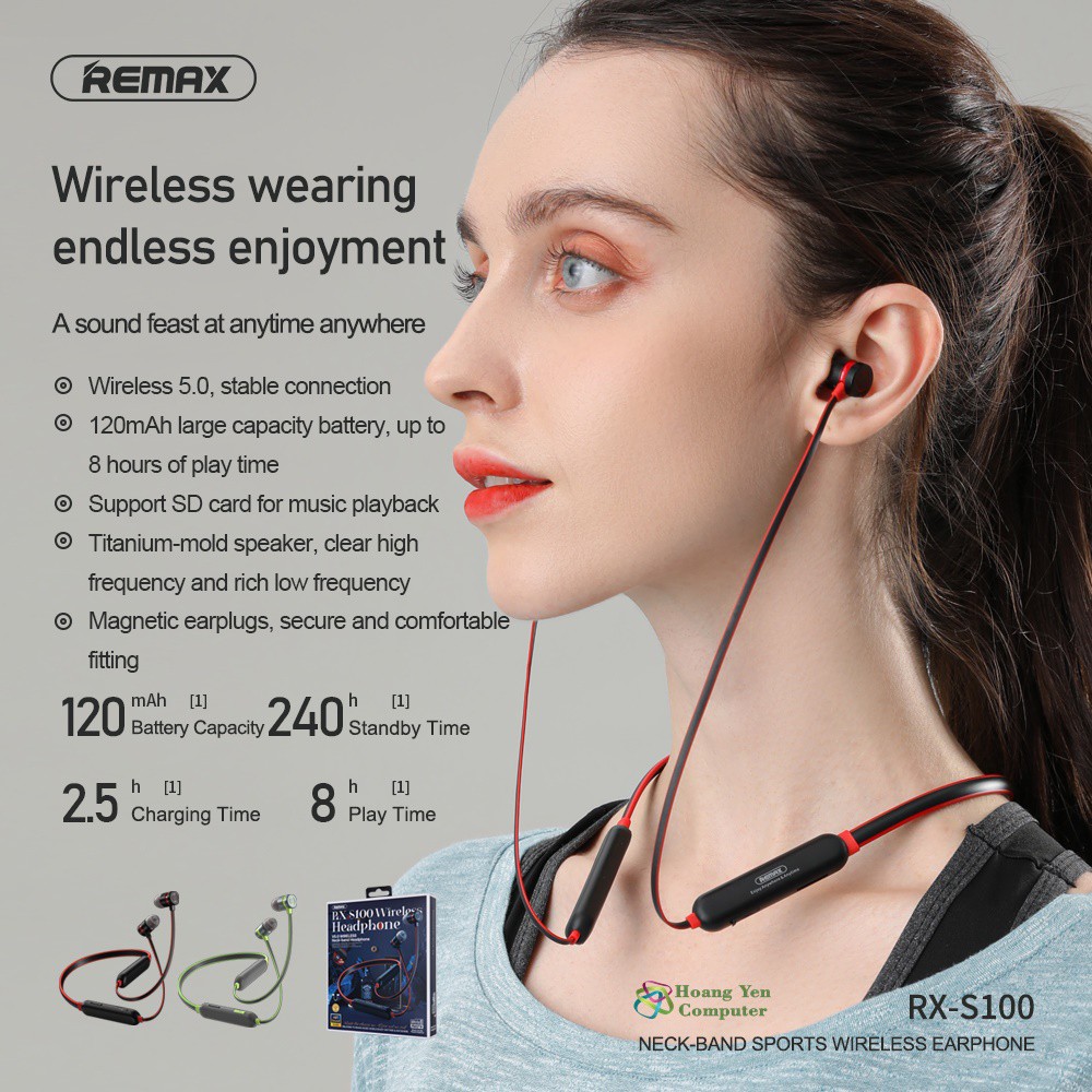 Tai Nghe Bluetooth Remax RX-S100 V5.0 Có Khe Thẻ Nhớ, Pin Cực Trâu - BH 1 Năm | BigBuy360 - bigbuy360.vn