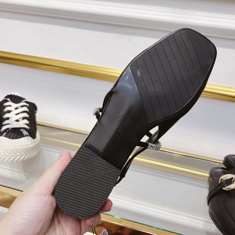 Sandal zara quai đá ngang gót vuông xuất dư fullbox