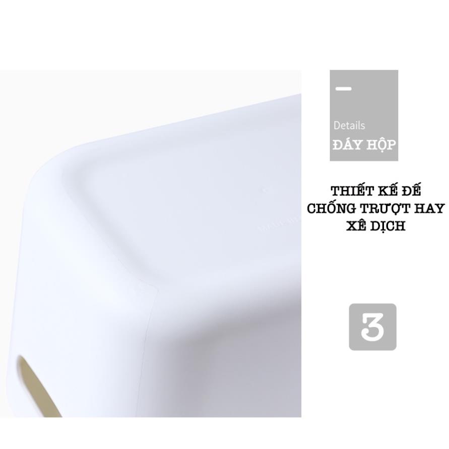 Hộp Đựng Đồ Có Nắp Enoda Home Màu Trắng Cao Cấp Để Bàn Decor Nhiều Kích Thước Q003