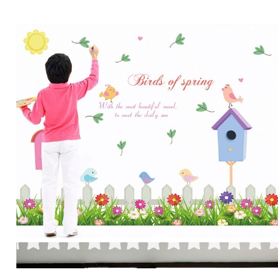 Decal trang trí chân tường hoa