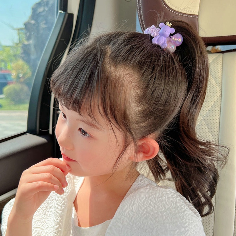 Dây Cột Tóc Cao Su Co Giãn Hình Gấu Hoạt Hình Màu Tím Đáng Yêu Cho Nữ