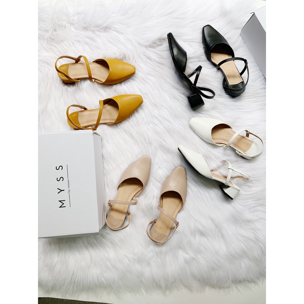Giày nữ cao gót mũi vuông dây chéo 3cm MYSS - CG40