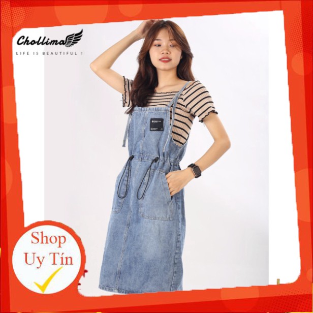 Yếm váy jean Chollima dây rút YJ009 – yếm bò ulzzang phong cách hàn quốc