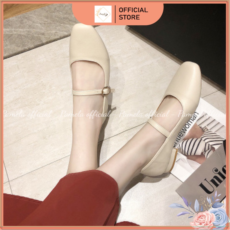 PAMELA - Giày Búp Bê Quai Ngang Mũi Vuông Công Chúa Vintage  - Gi01