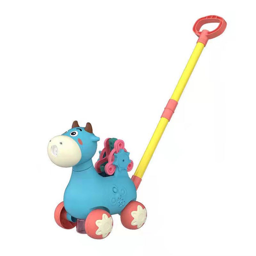 ✔☒℡Bong bóng bò xe đẩy trẻ em tập đi bong bóng xe bong bóng điện ánh sáng âm nhạc