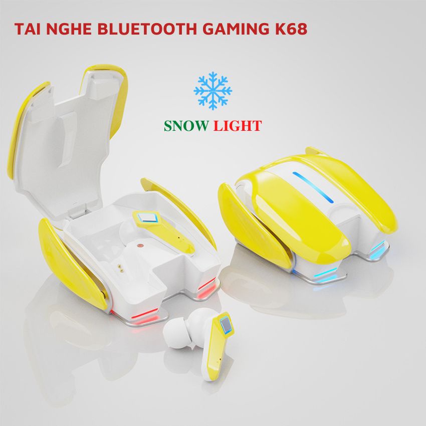 Tai nghe bluetooth nhet tai không dây Tai nghe gaming PUBG audio nhét tai không dây nhét thể thao K68 Snow light