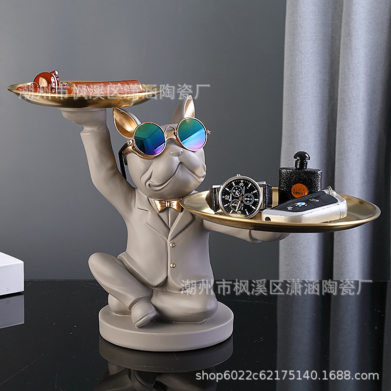 Khay Đựng Chìa Khóa Chiến Đấu Hình Chó Bull Hiện Đại Bắc Âu Sáng Tạo Trang Trí Phòng Khách Sang Trọng