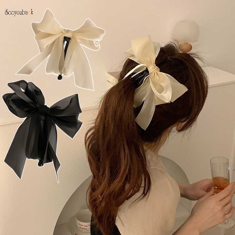 Kẹp Tóc Nơ Lưới Hai Lớp Cỡ Lớn Thời Trang Ngọt Ngào