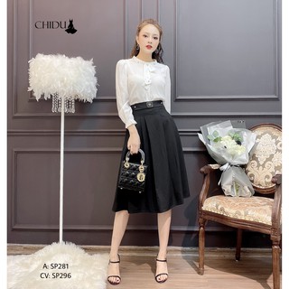 CHIDU áo sơ mi nữ cổ nơ cách điệu SP281