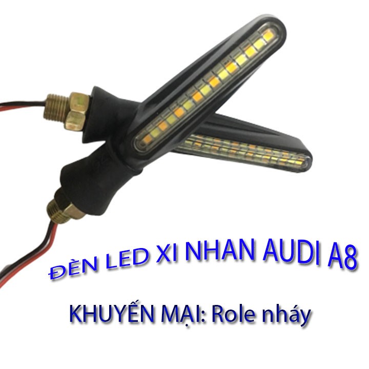 Xi nhan audi A8, kiểu dáng hình ống thẳng tròn tinh tế, tỉ mỉ vô cùng trên từng chi tiết của cụm đèn nhỏ ( tẶNG RƠ LE)