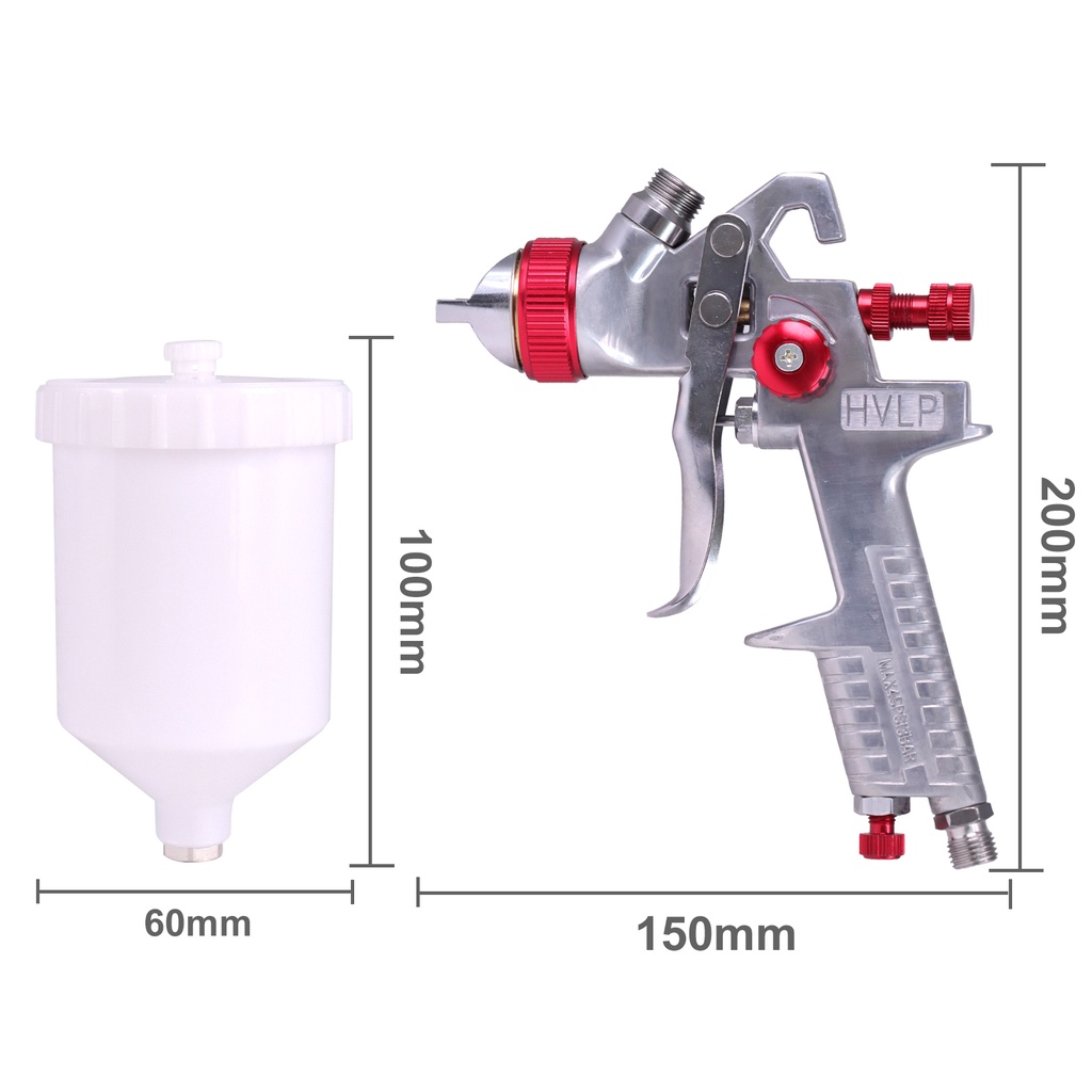 Bộ súng phun sơn xe hơi chuyên nghiệp 1.4/1.7/2.0mm 600ml kèm phụ kiện