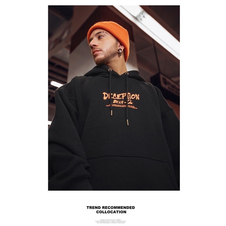 Áo hoodie form rộng deception chất nỉ bông mũ dày 2 lớp | BigBuy360 - bigbuy360.vn