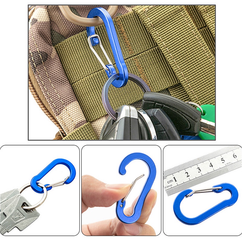 1 Móc Khóa Carabiner Bằng Hợp Kim Nhôm Màu Sắc Ngẫu Nhiên Dùng Khi Đi Cắm Trại