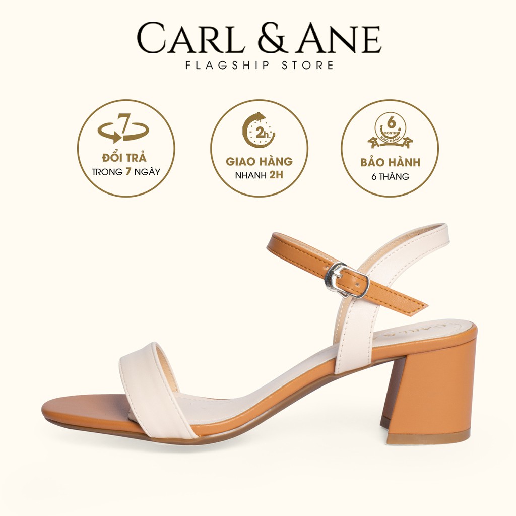 [Nhập MABR07062 giảm 8%, tối đa 50k đơn 249k] Carl & Ane - Giày sandal mũi vuông cao 5cm màu kem phối bò _ CS004