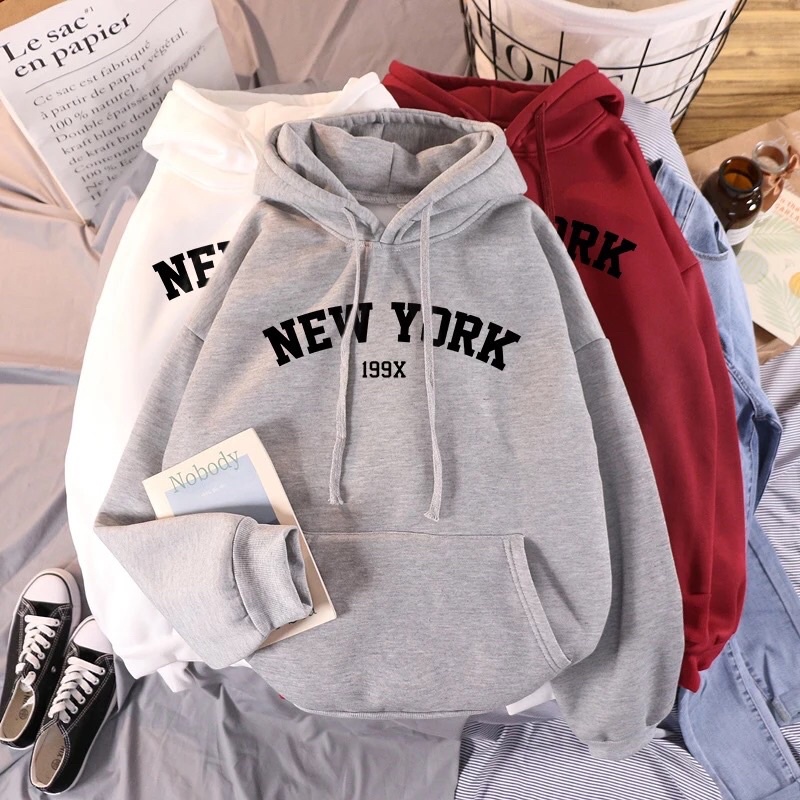 ÁO HOODIE NAM NỮ CHẤT LIỆU NỈ BÔNG MỀM MỊN SIZE TỪ 35-70kg GS28 NEWYORK