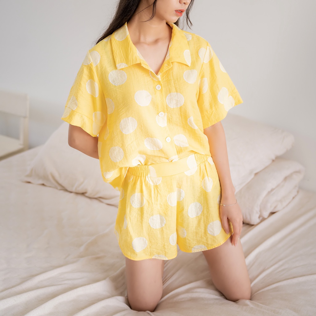 Bộ đồ ngủ nữ chấm bi Pijama mặc nhà thiết kế TK FASHION BD04