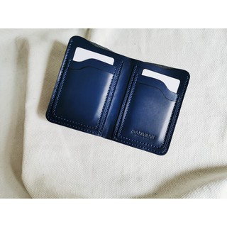 VÍ ĐỨNG XANH NAVY BO VIỀN- DA BÒ PULLUP THẬT 100%
