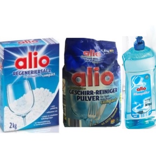Combo Bột Rửa Bát Alio + Muối Rửa Bát Alio + Nuớc Làm Bóng Alio Dùng Cho Máy