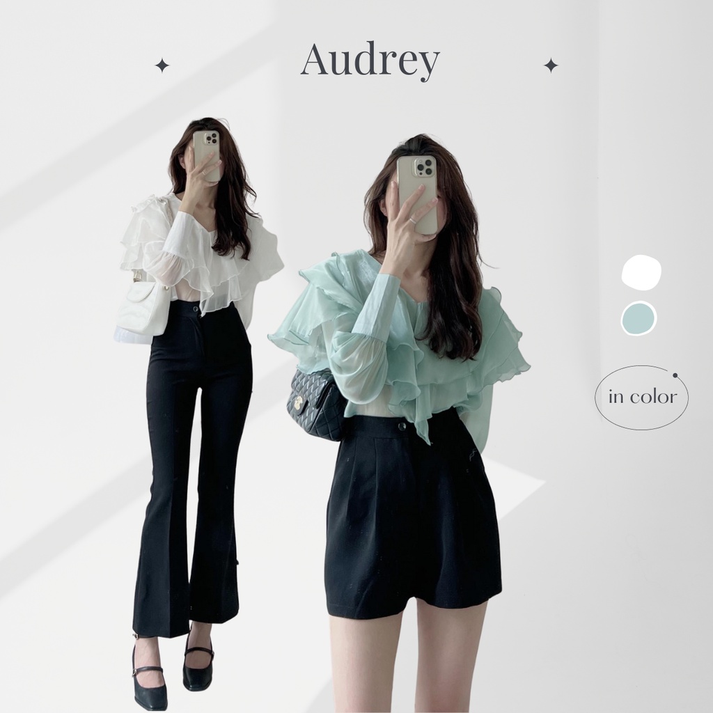 A9062 Áo tơ cổ bèo Audrey