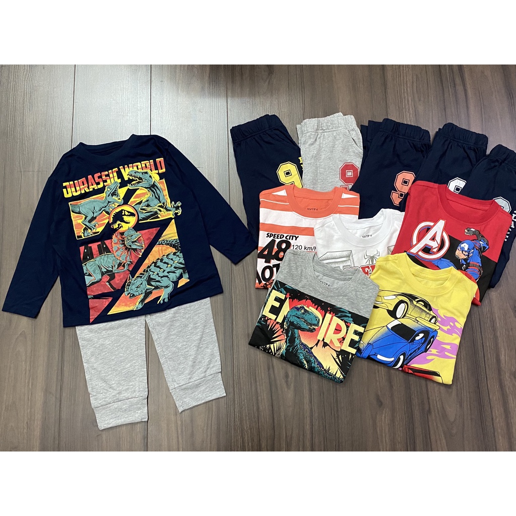 Bộ cotton dài tay place in hình cho bé trai dòng đại