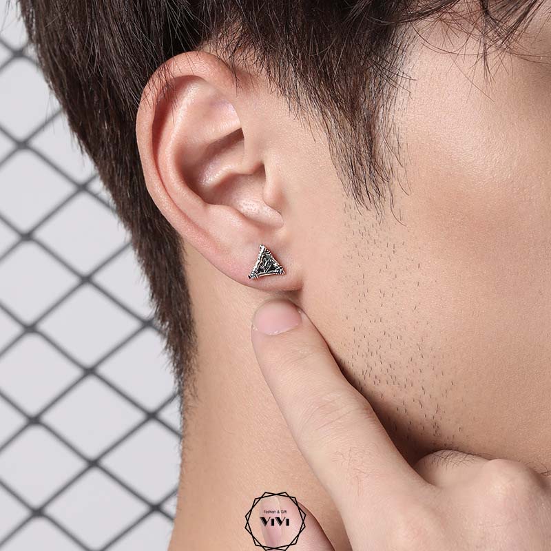 Bông tai bạc nam đôi mắt thần God’s eyes– khuyên tai bạc ViVi_Gift