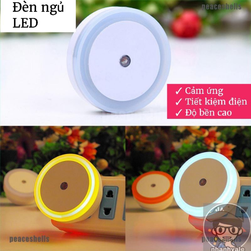 Đèn ngủ LED cảm ứng tròn 0.1W, tự động sáng khi tối