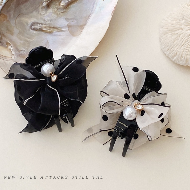 Kẹp Tóc Đính Nơ Và Ngọc Trai Phong Cách Hàn Quốc Thời Trang Cho Nữ