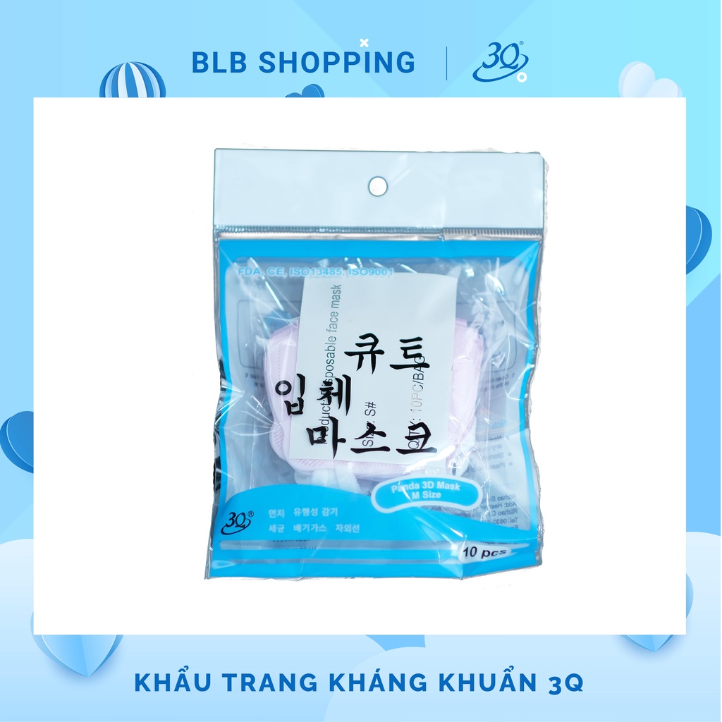 [COMBO 10 TÚI /100 CÁI] [CHÍNH HÃNG] KHẨU TRANG 3D TRẺ EM, NGƯỜI LỚN SANQI 3Q SET 1 BỊCH 10 CÁI ( MÀU XANH-TRẮNG) | BigBuy360 - bigbuy360.vn