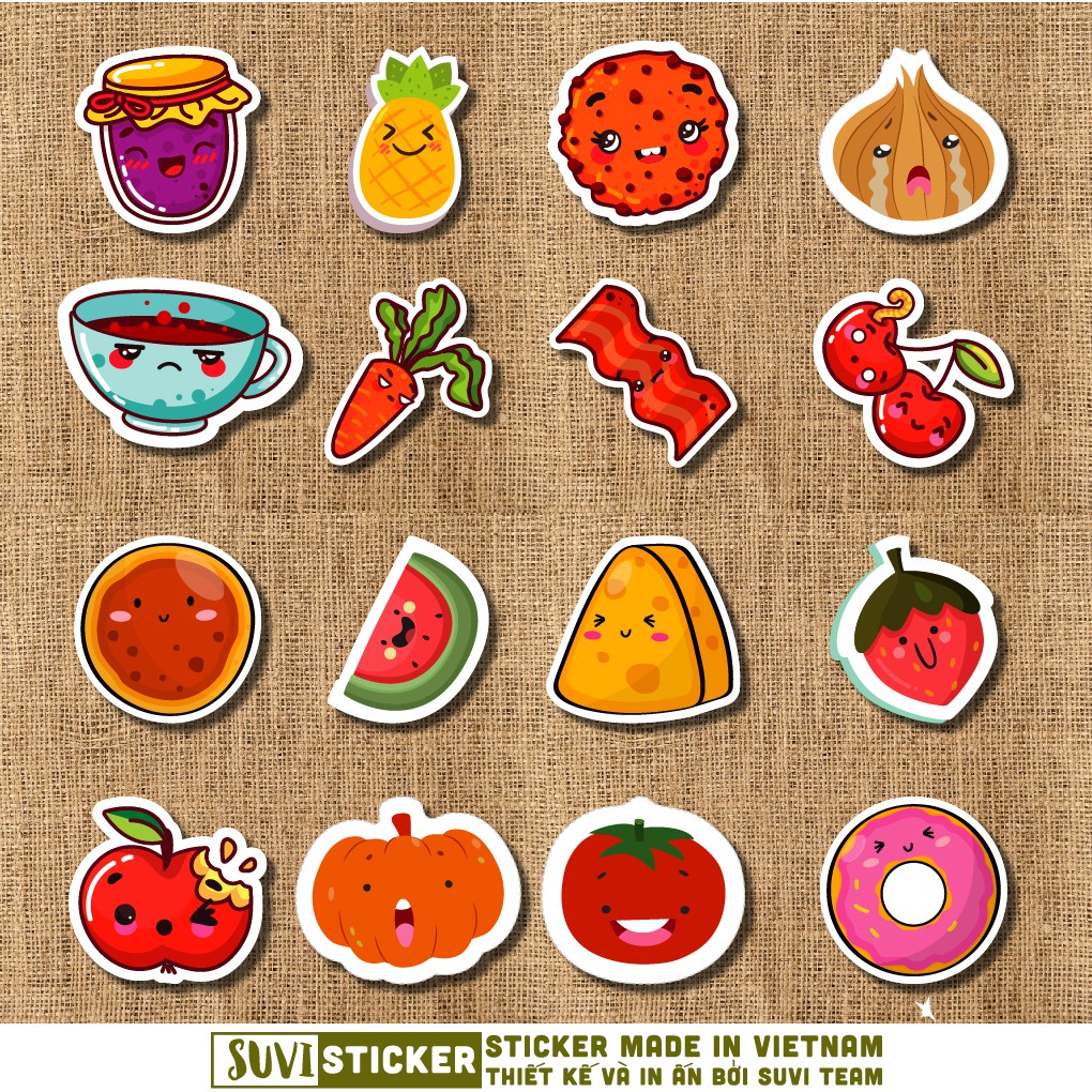 Sticker Food chống nước sticker dán laptop, điện thoại, đàn guitar, mũ bảo hiểm, vali. F03