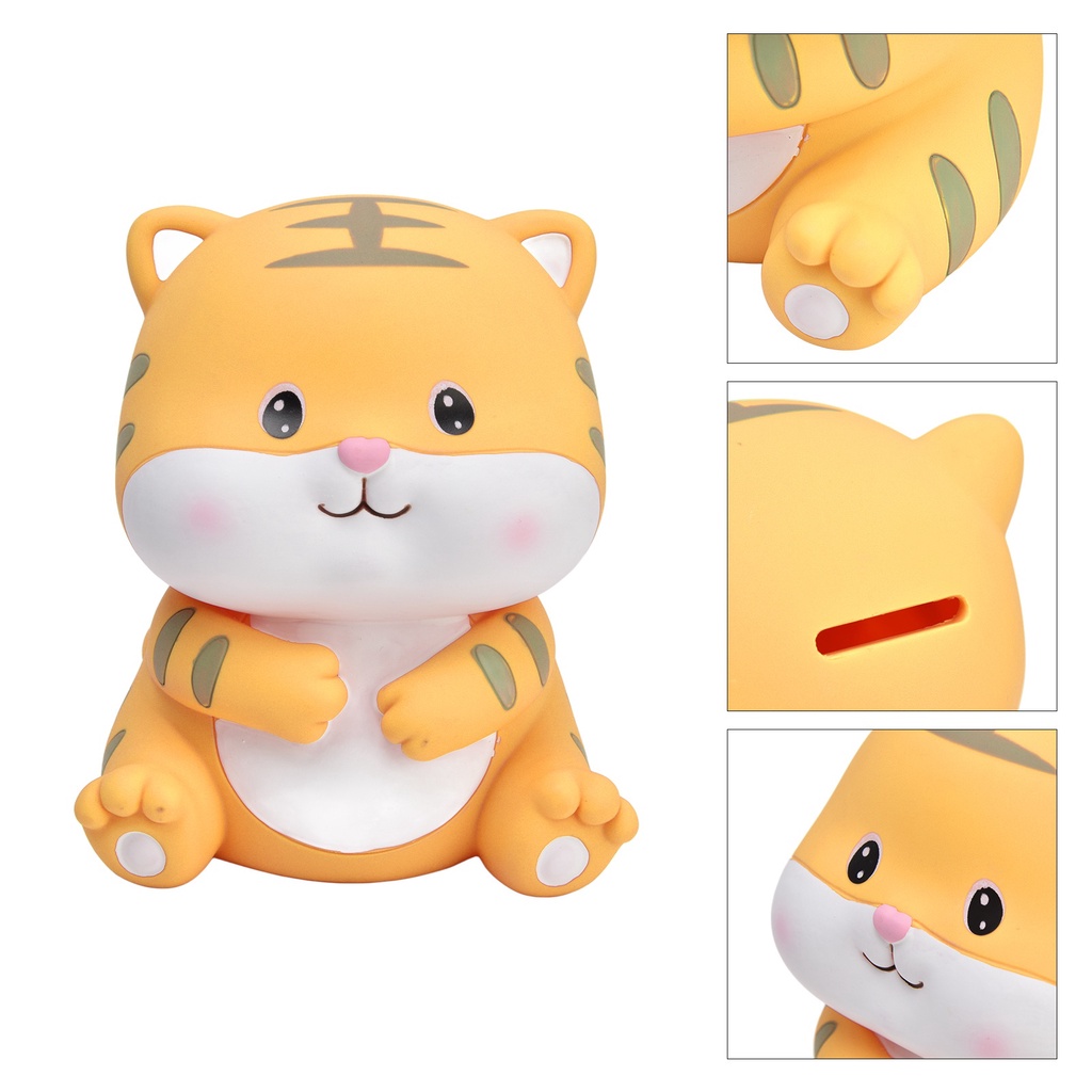 Ống heo tiết kiệm thiết kế hình con hổ nhỏ bằng vinyl dành cho trang trí bàn làm việc - Dễ Thương Thân Thiện lithium067
