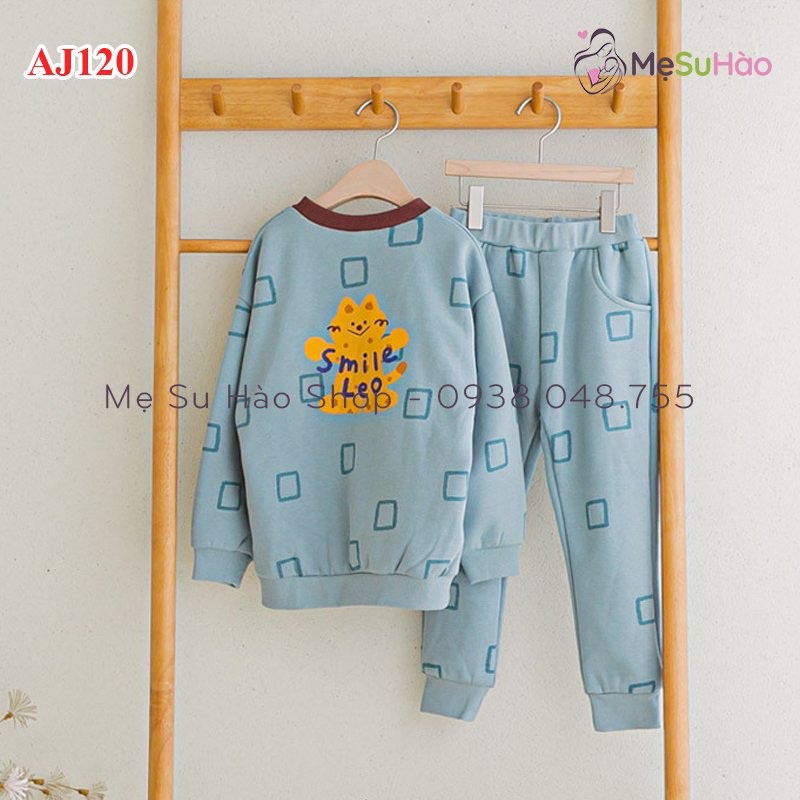 Set nỉ bông siêu xinh siêu ấm áp Cordi-i Hàn Quốc màu xanh dương mã AJ120