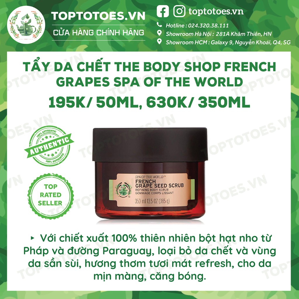 Tẩy da chết cho cơ thể The Body Shop Body French Grapes Spa Of The World giúp da mềm mướt, bóng khoẻ, sáng mịn