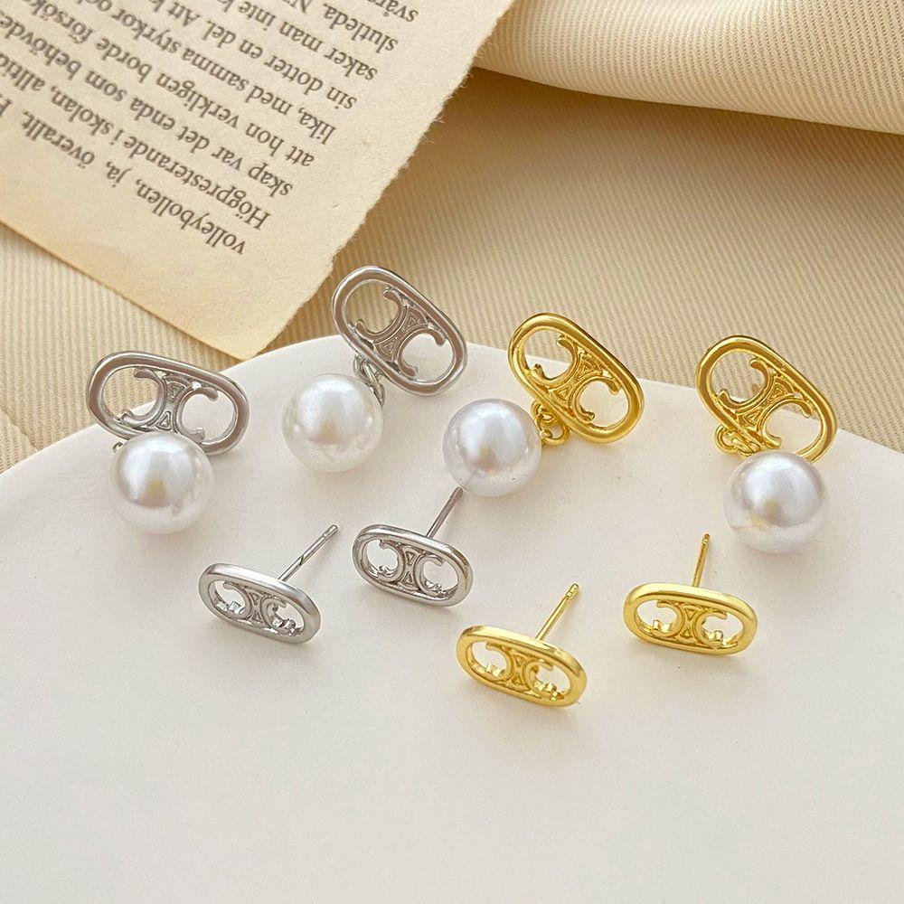 Khuyên Tai Dáng Dài Họa Tiết Chữ C Sang Trọng Cho Nữ