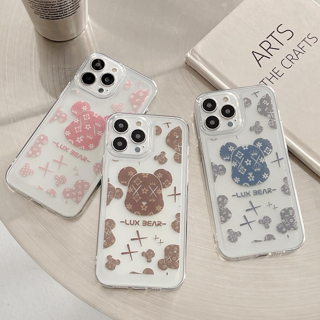 Ốp Điện Thoại Silicon TPU Mềm Trong Suốt In Hình Gấu Hoạt Hình Thời Trang Cho iphone 13 12 11 pro max x xr xsmax 7/8plus