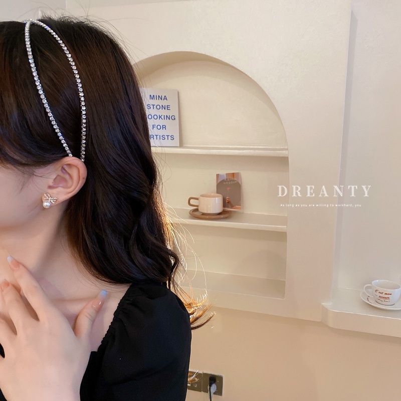 Băng Đô Cài Tóc Bằng Kim Loại Đính Đá Phong Cách Thời Trang Mới