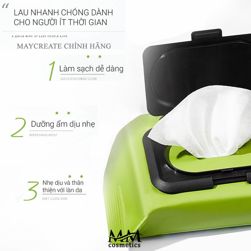 Khăn giấy ướt tẩy trang Maycreate gói 60 miếng chiết xuất từ trái bơ hàng nội địa trung MM21