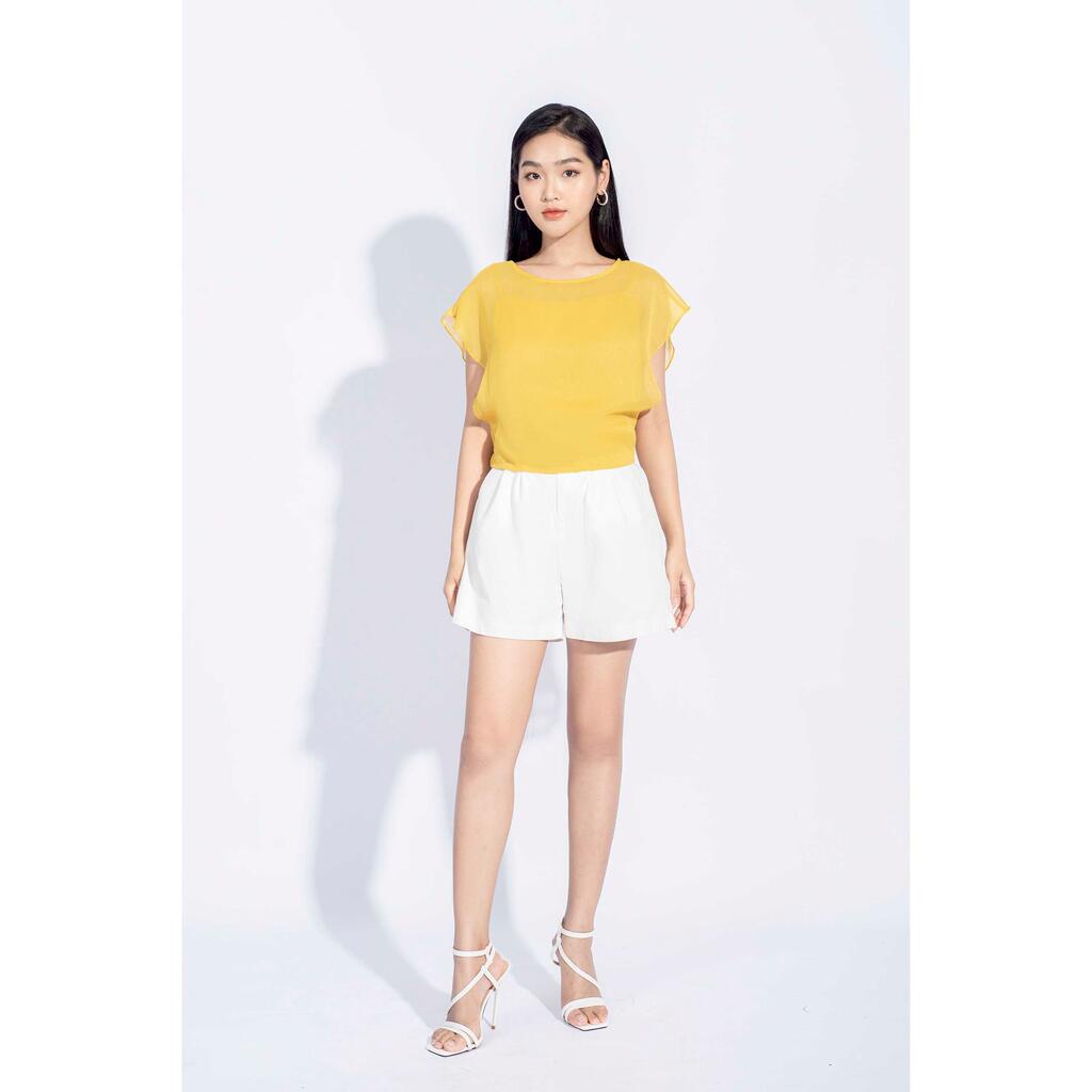 Áo sơ mi voan croptop, tay cánh rơi, hai lớp MMOutfit M-AO050321120
