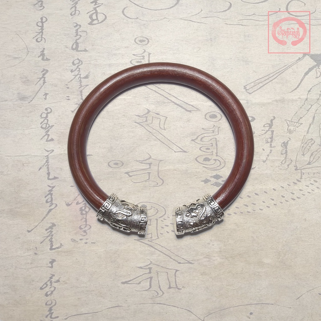 8mm Vòng Tay Charm Om Mani Padme Hum, Gỗ Kê Huyết Đằng Tây Tạng, vòng tay bình an may mắn