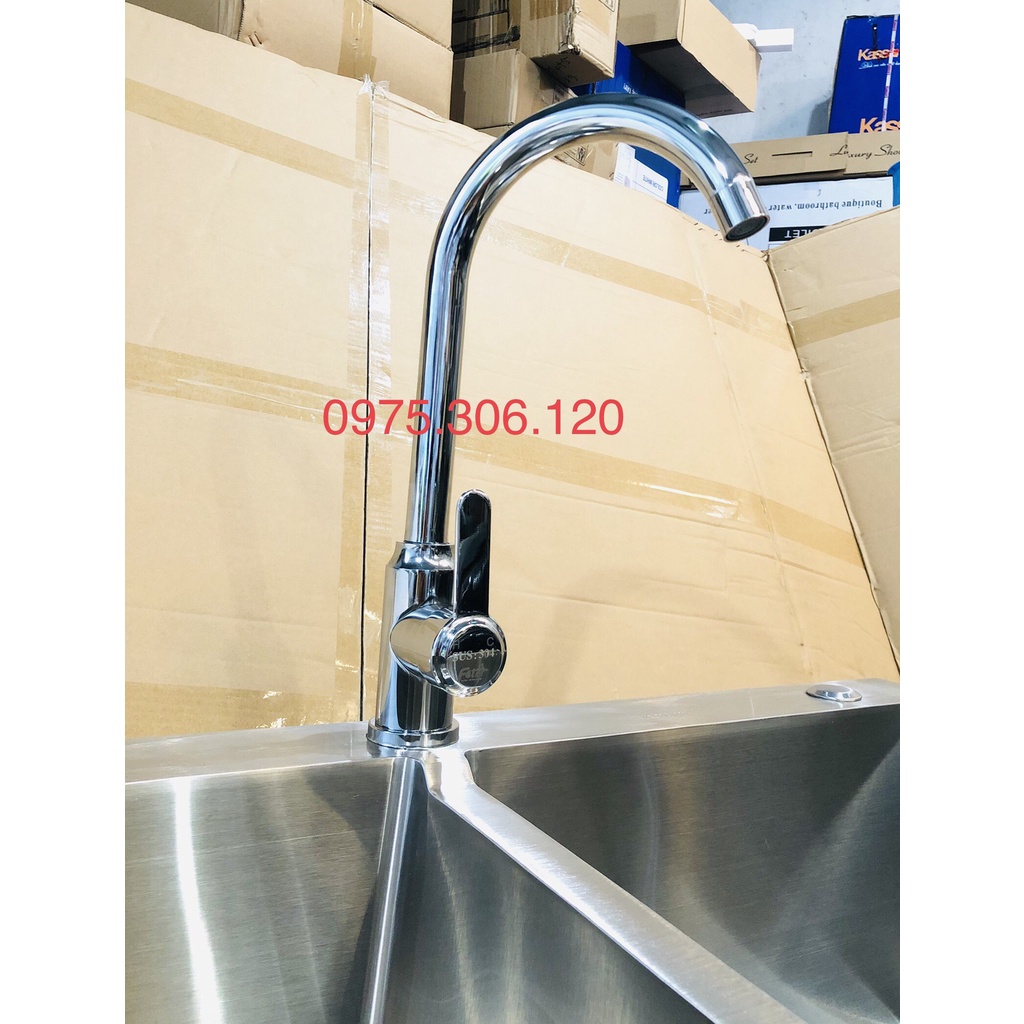 [LOẠI 1] Vòi Rửa Chén Bát Nóng Lạnh 100% INOX 304 ĐÁNH BÓNG N4010 vòi ổ bi xoay nhẹ, tay gạt dính liền