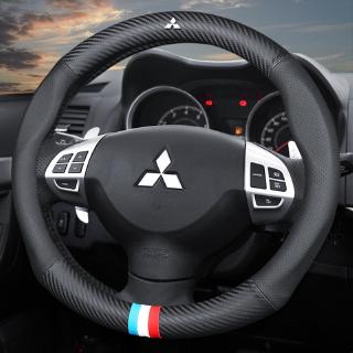 Bọc Vô Lăng Da Không Có Mùi Mỏng Mitsubishi Sợi Carbon Bọc Vô Lăng Da Bao Penutup Stereng Outlander ASX Triton Lnacer