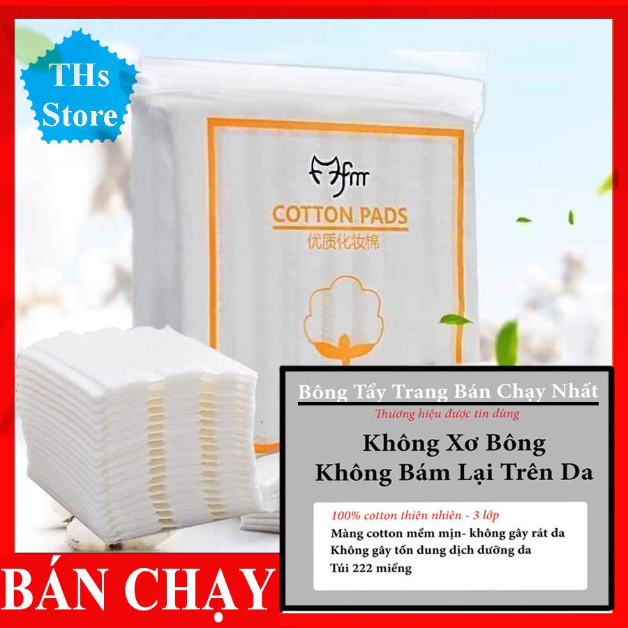 [Conbo 3túi] Bông tẩy trang 3 lớp Cotton Pads [Túi 222 miếng]